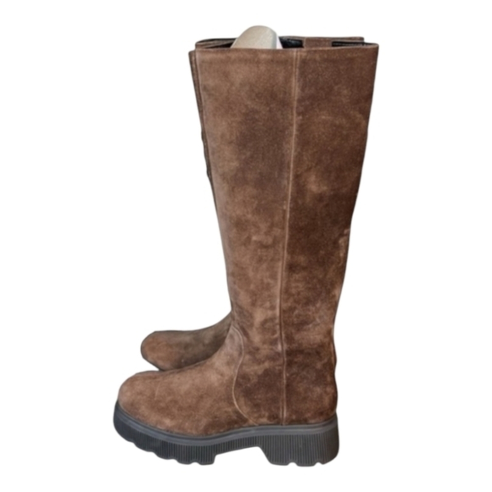 Kenneth Cole Women's Marge Low Heel Brown Suede Leather Tall Boots Size 9.5 New!